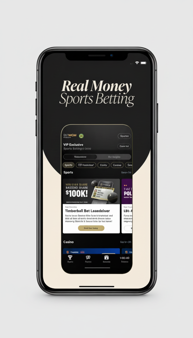 BetMGM app real money sports betting home screen with $100K promotion