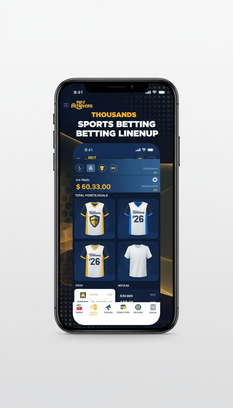 BetRivers app sports betting lineup showing prop central and sports categories