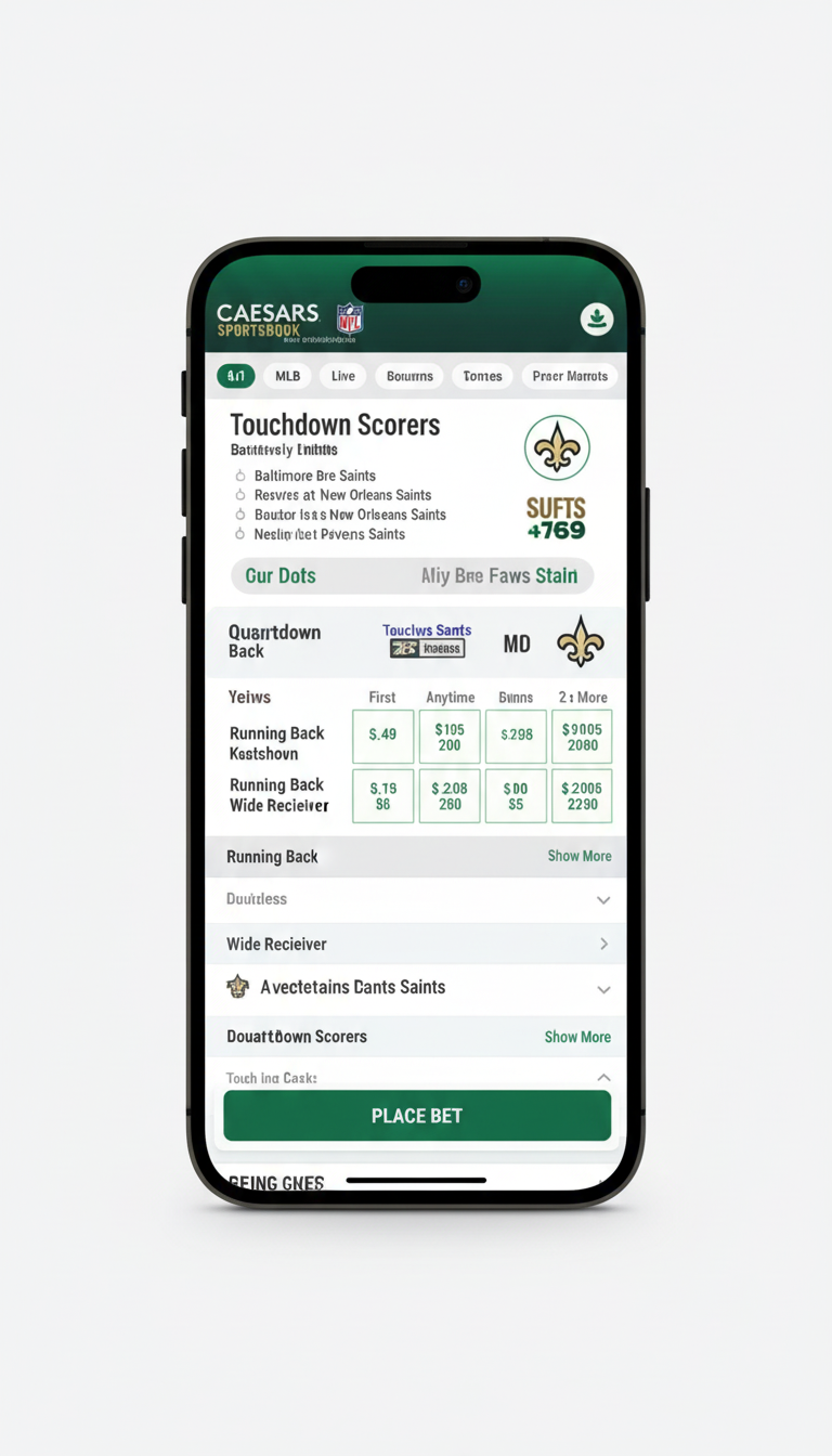 Caesars Sportsbook SGP touchdown scorers betting