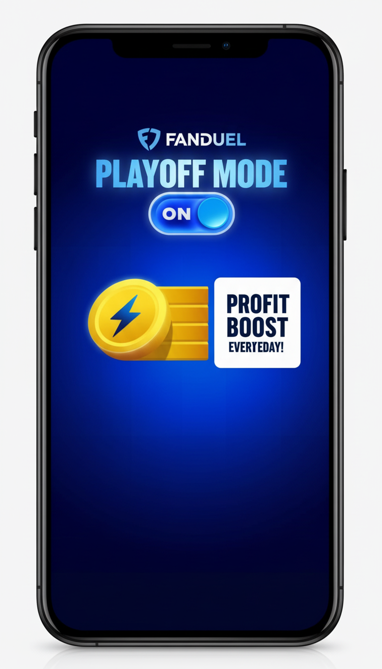 FanDuel app Playoff Mode screen with Profit Boost Pack promotion