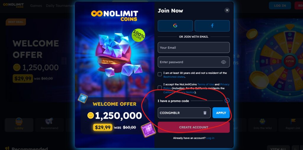 Nolimit Coins Casino Promo Code