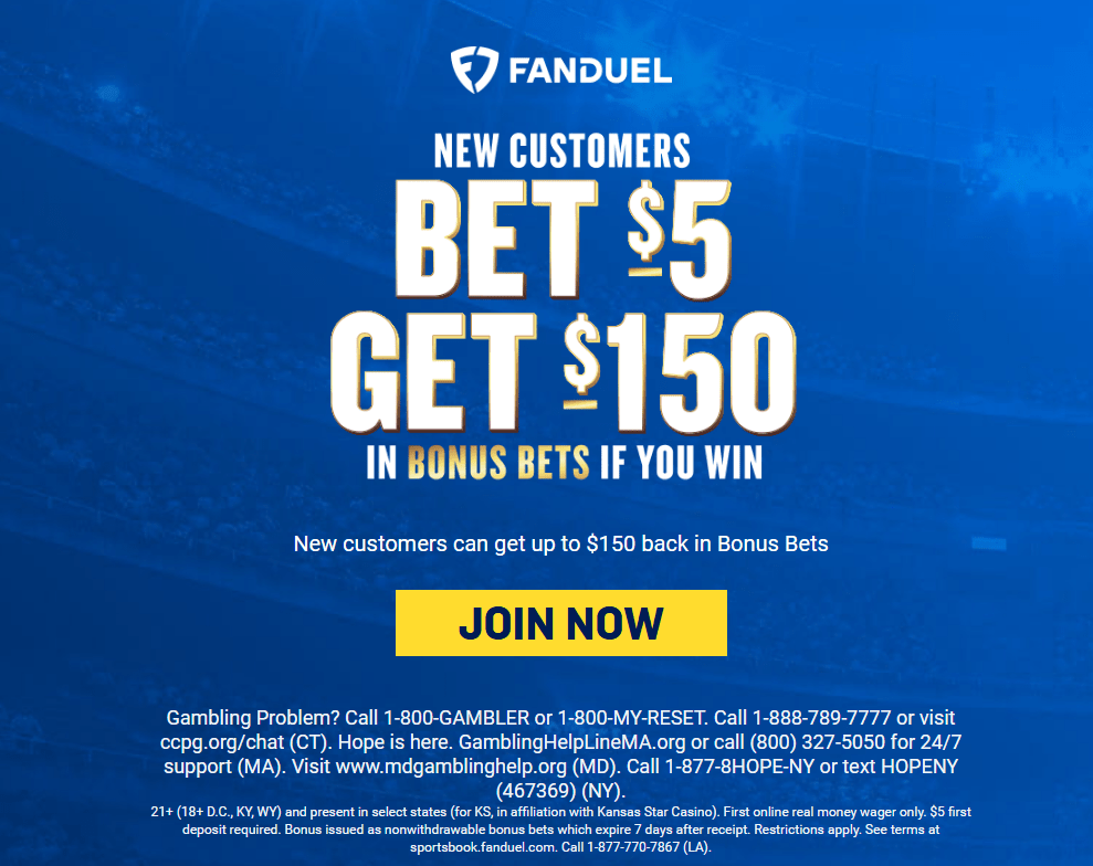 FanDuel Bet $5 Get $150 Bonus Bets
