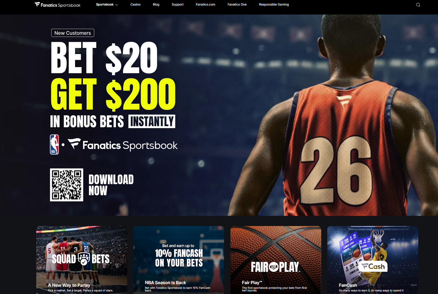 Fanatics Sportsbook New York welcome offer banner - Bet $5 Get $200 Instantly in Bonus Bets - new customers 21+ NY only