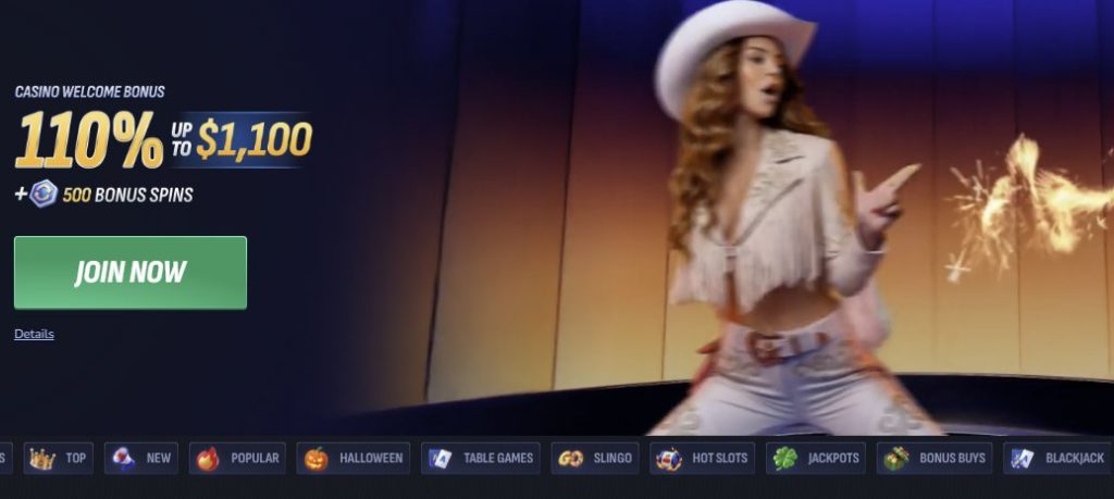 Betinia Casino NJ 110% welcome bonus up to $1,100 plus 500 Bonus Spins