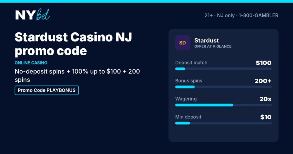 Stardust Casino NJ promo code PLAYBONUS and welcome offer